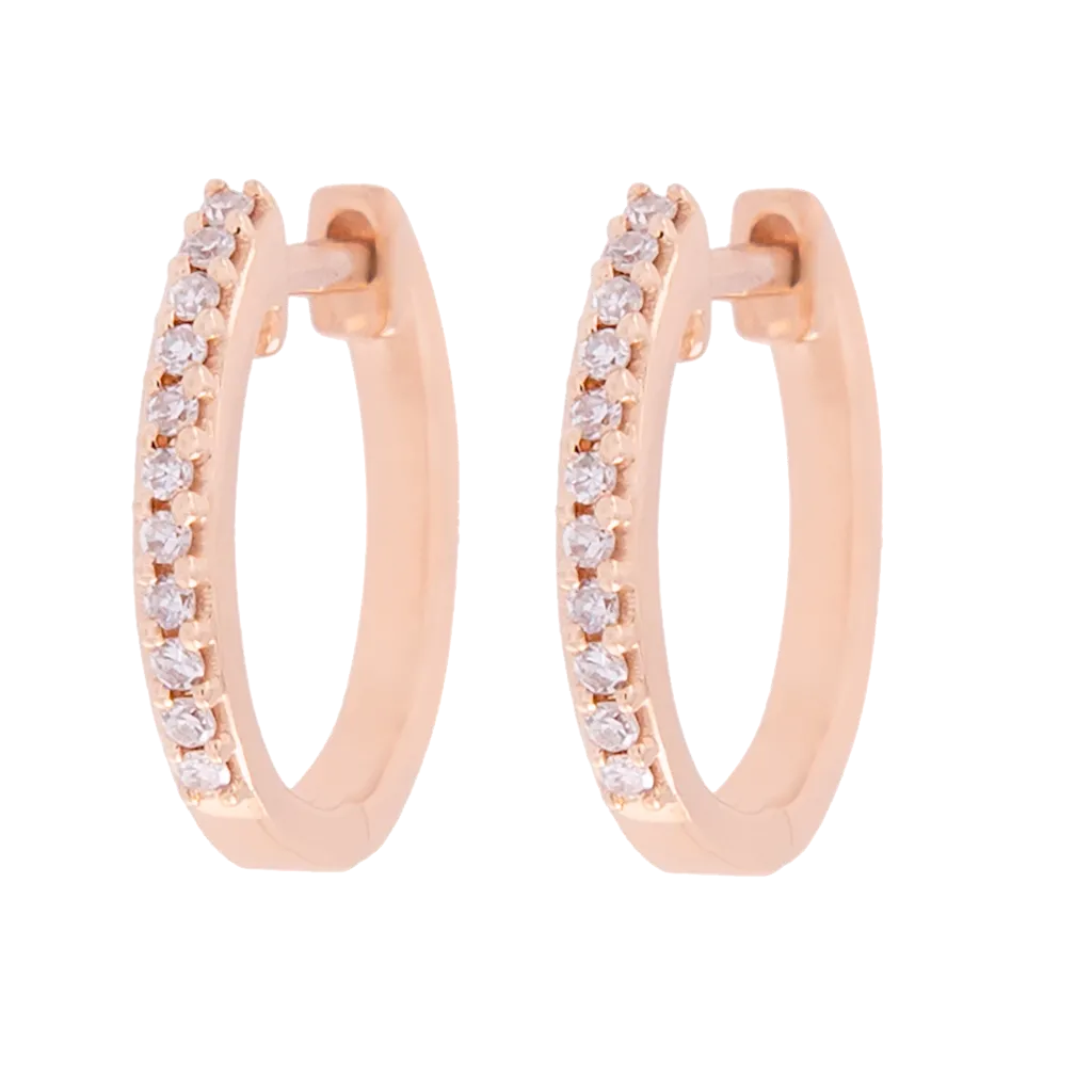 Rose Gold Diamond Huggie Hoop Earrings