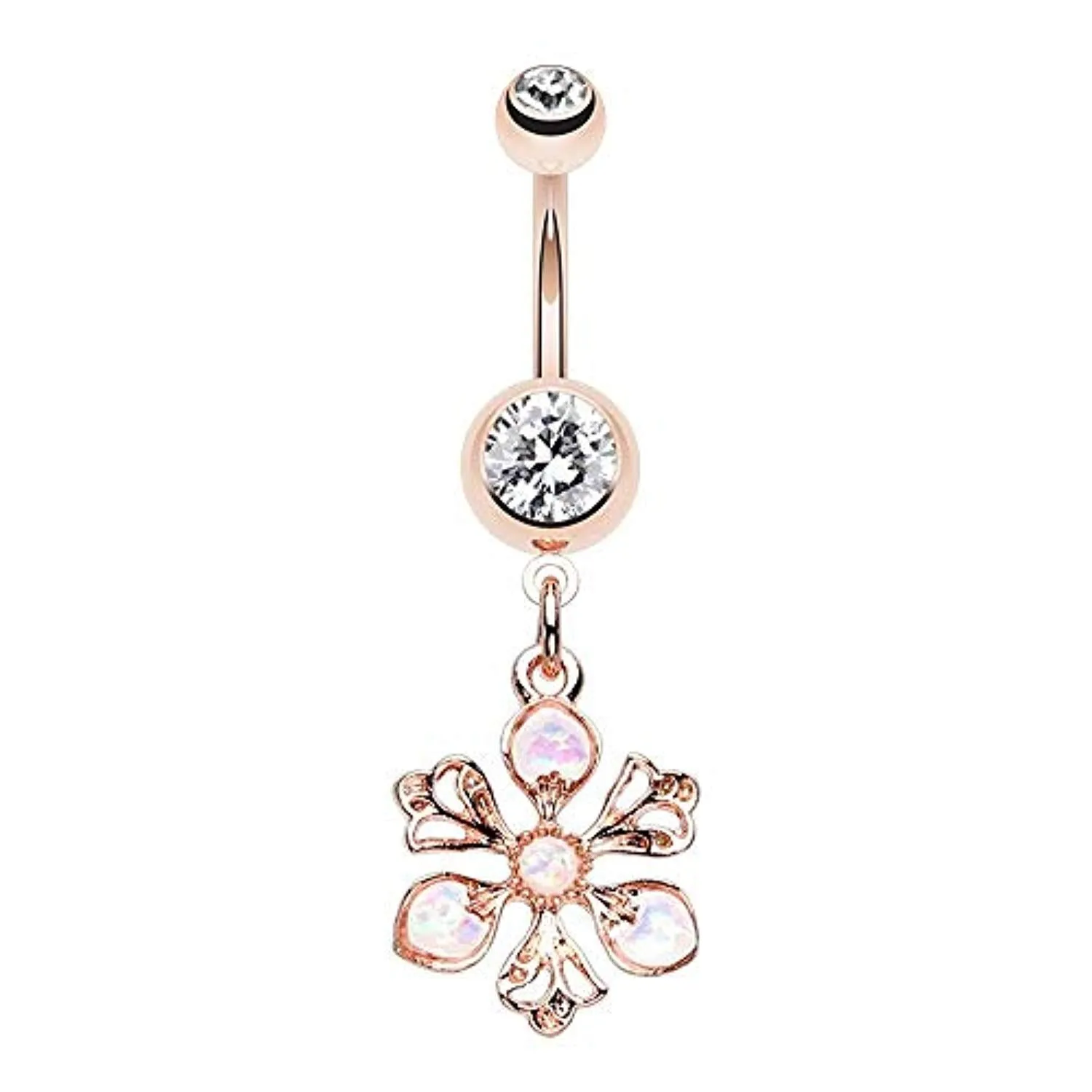 Rose Gold Opal Springtime Flower WildKlass Belly Button Ring