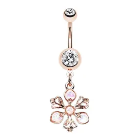 Rose Gold Opal Springtime Flower WildKlass Belly Button Ring