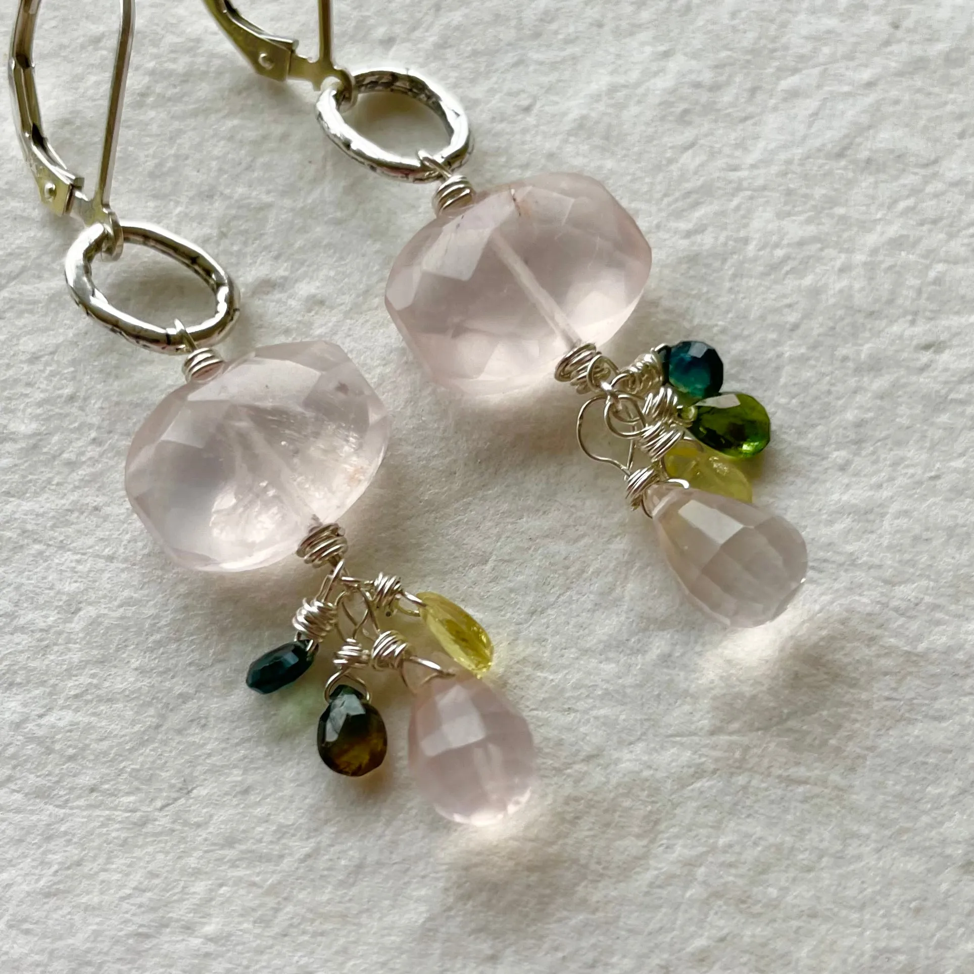 Rose Quartz and Sapphire Dangles