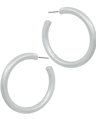 Round And Round Metallic Coated Hoop Earrings - Silver