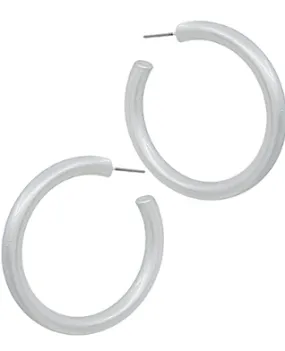 Round And Round Metallic Coated Hoop Earrings - Silver