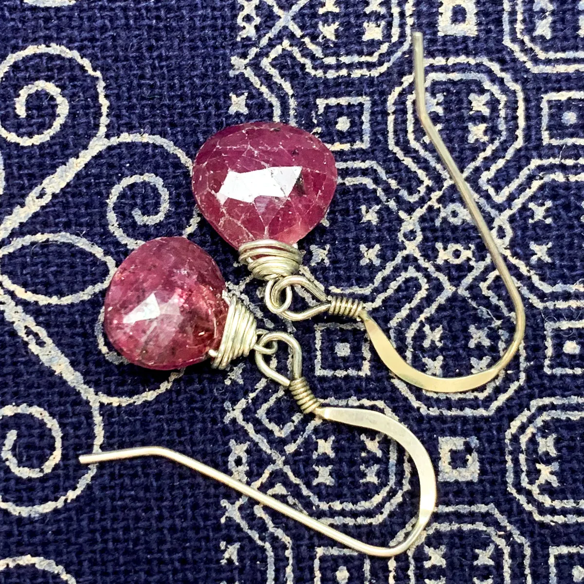 Ruby Earrings With Sterling Silver French Earwires