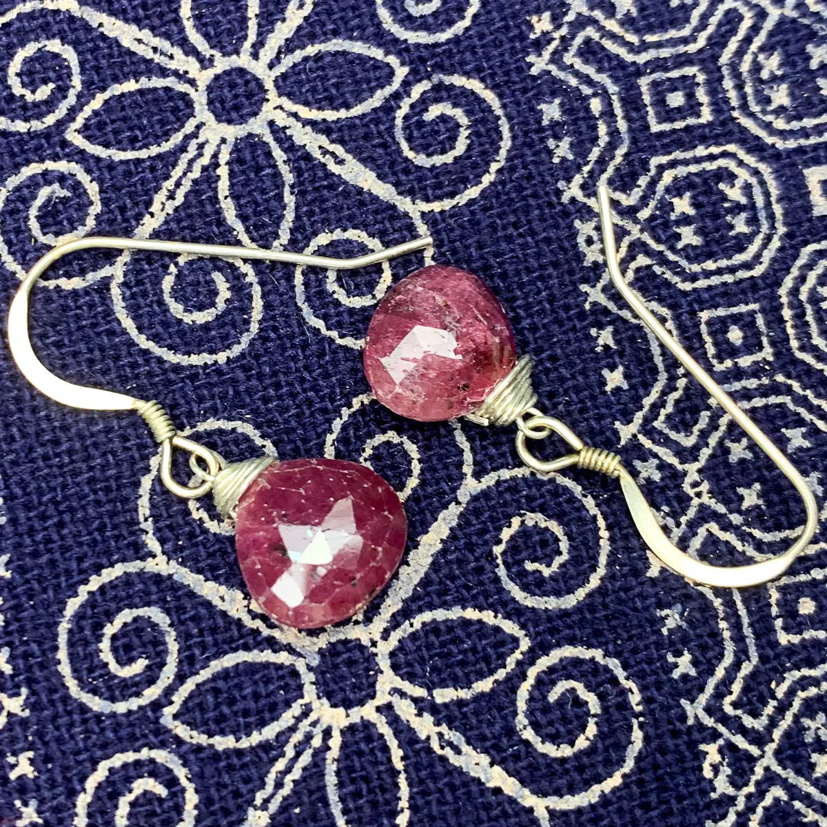 Ruby Earrings With Sterling Silver French Earwires