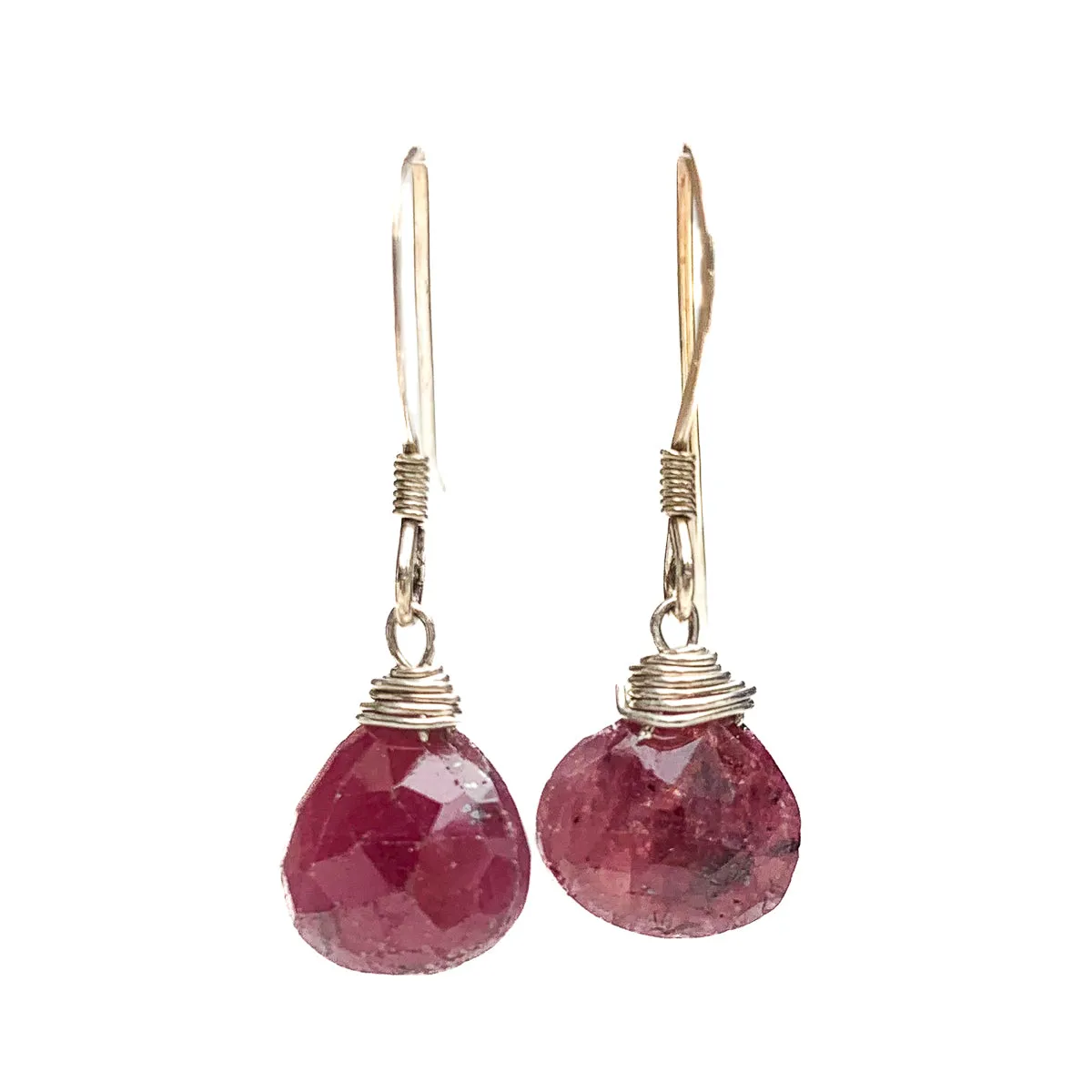 Ruby Earrings With Sterling Silver French Earwires