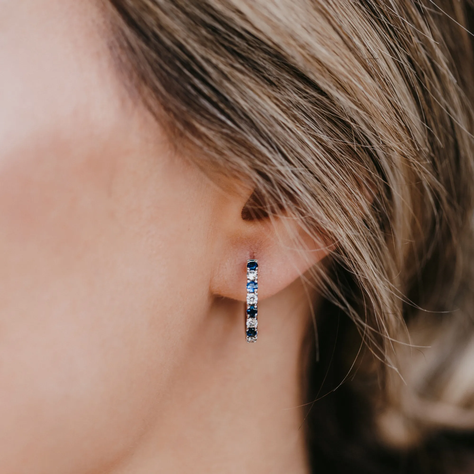 Sapphire & Diamond Hoop Earrings