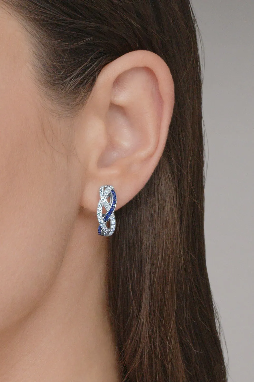 Sapphire Diamond Braided Hoop Earrings