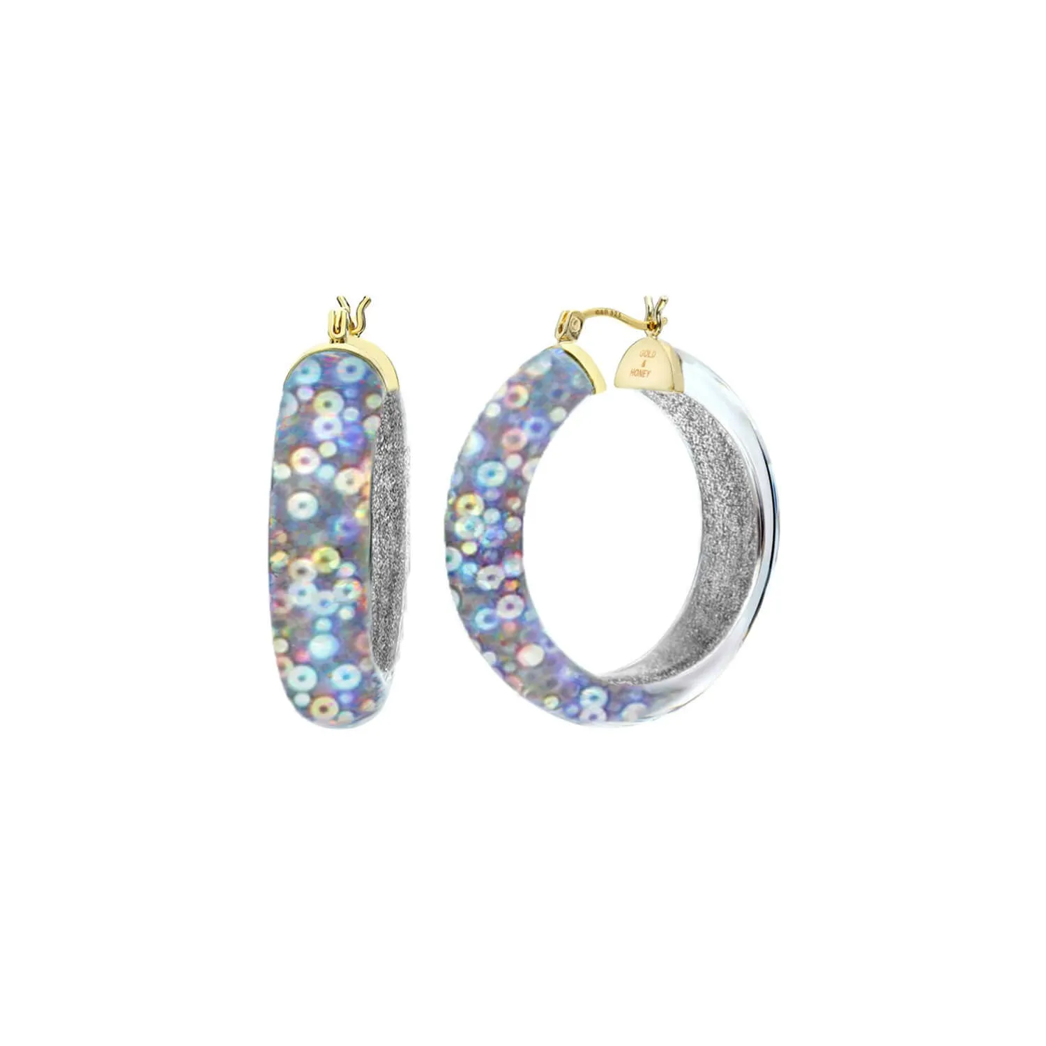 Sequin Iridescent Lucite Hoop Earrings