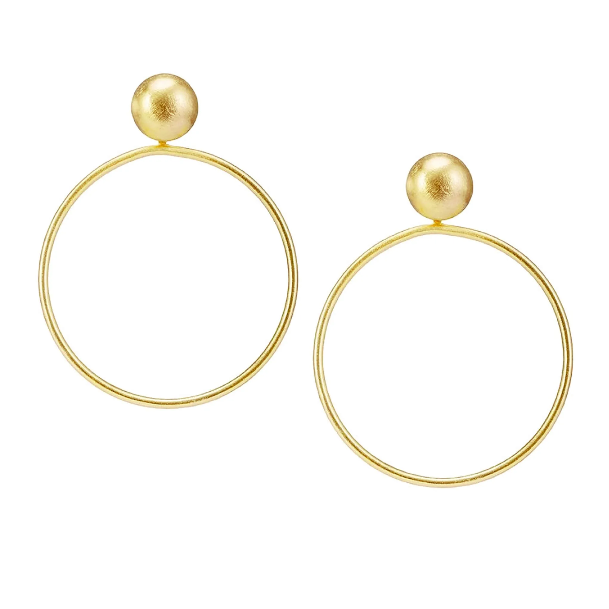 Sheila Fajl Mini Visage Front Facing Hoop Earrings in Gold Plated