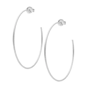 Sheila Fajl Thin Jillian Large Hoop Earrings in Brushed Silver Plated