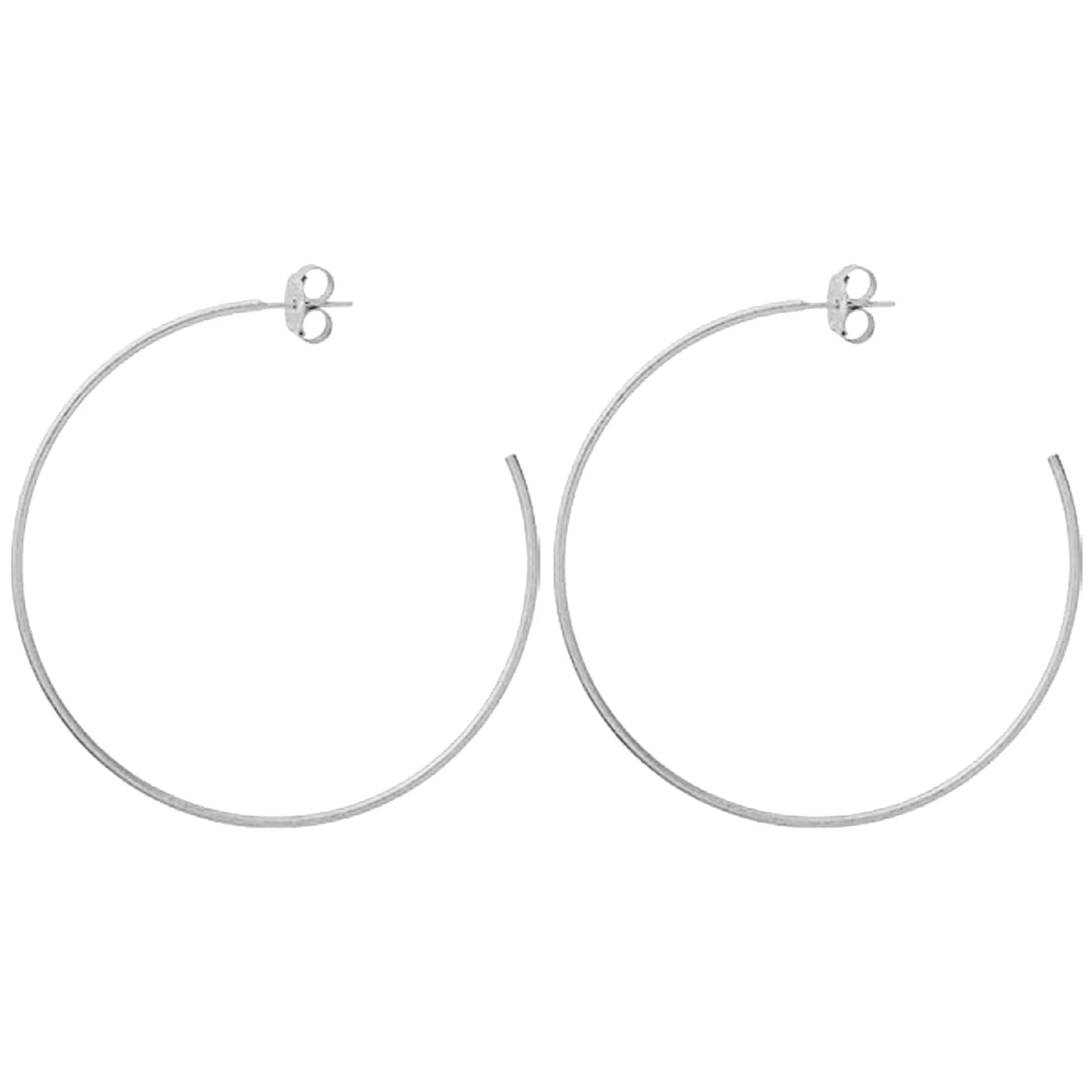 Sheila Fajl Thin Jillian Large Hoop Earrings in Brushed Silver Plated