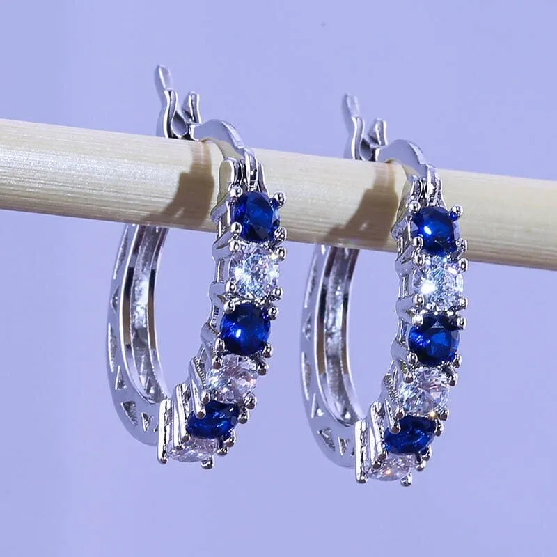 Silver Love Sapphire Emerald Amethyst Ruby Earrings