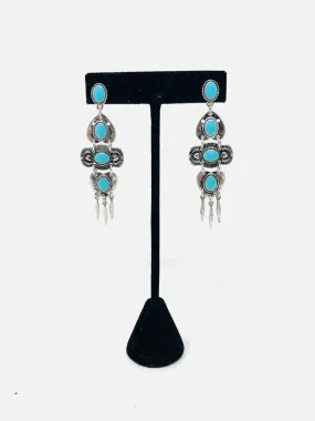 Silver/Blue Southwest Metal Jewelry Earrings