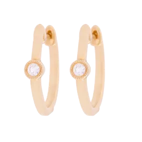 Single Diamond Small Hoop Earrings