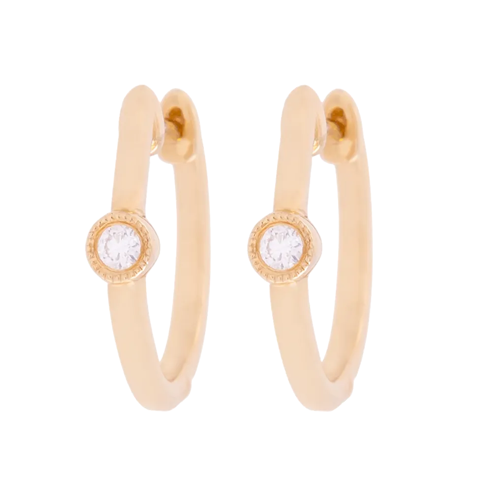 Single Diamond Small Hoop Earrings