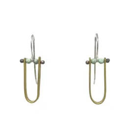 Small Brass Drop & Stone Bead Earrings by Eric Silva