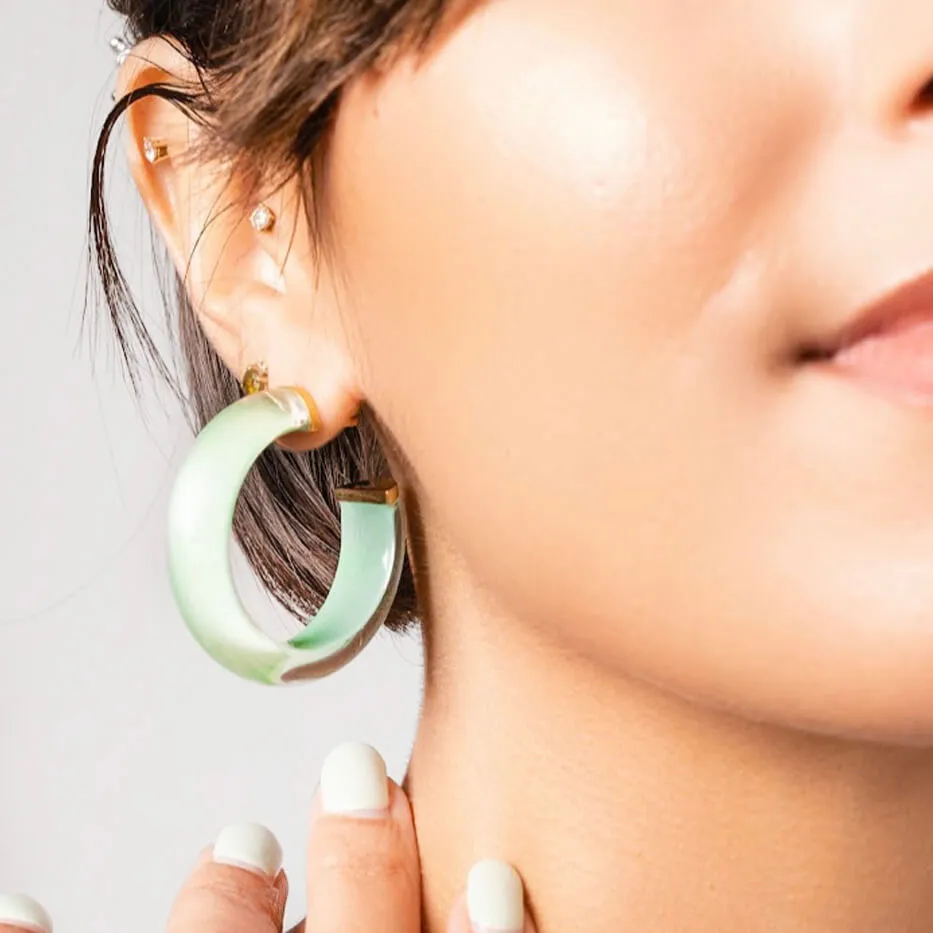 Small Illusion Lucite Hoop Earrings