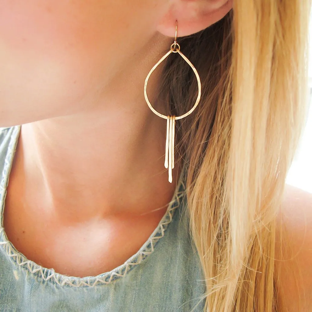 Small Teardrop Fringe Earrings