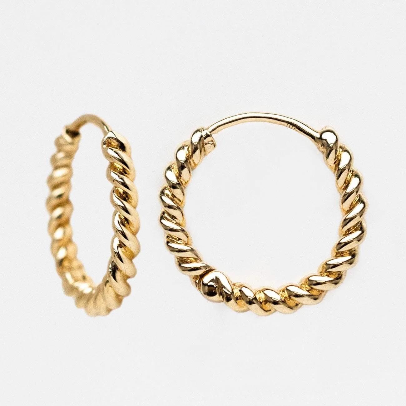 Solid Gold Twisted Huggie Hoops