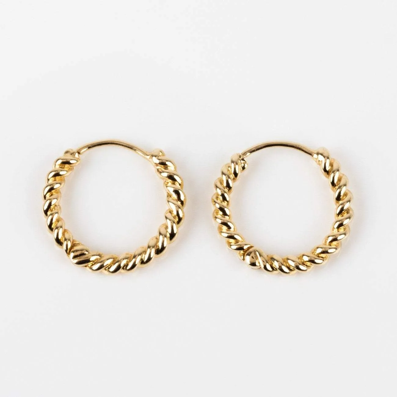 Solid Gold Twisted Huggie Hoops