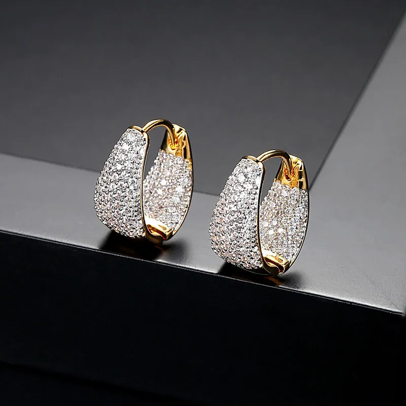 Sparkling Cubic Zirconia Huggie Earrings for Women - Elegant Fashion Jewelry for Everyday Wear