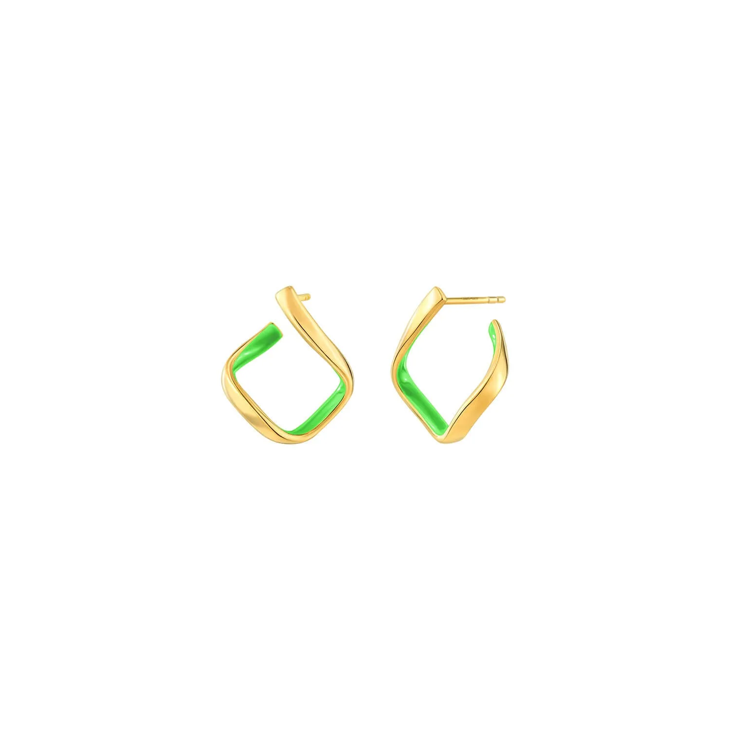 Square Enamel Huggie Hoop Earrings