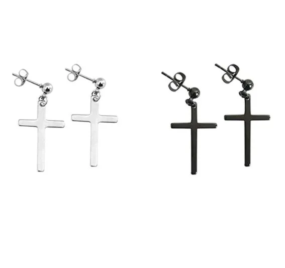 Sterling Silver Dangle Cross Stud Earring