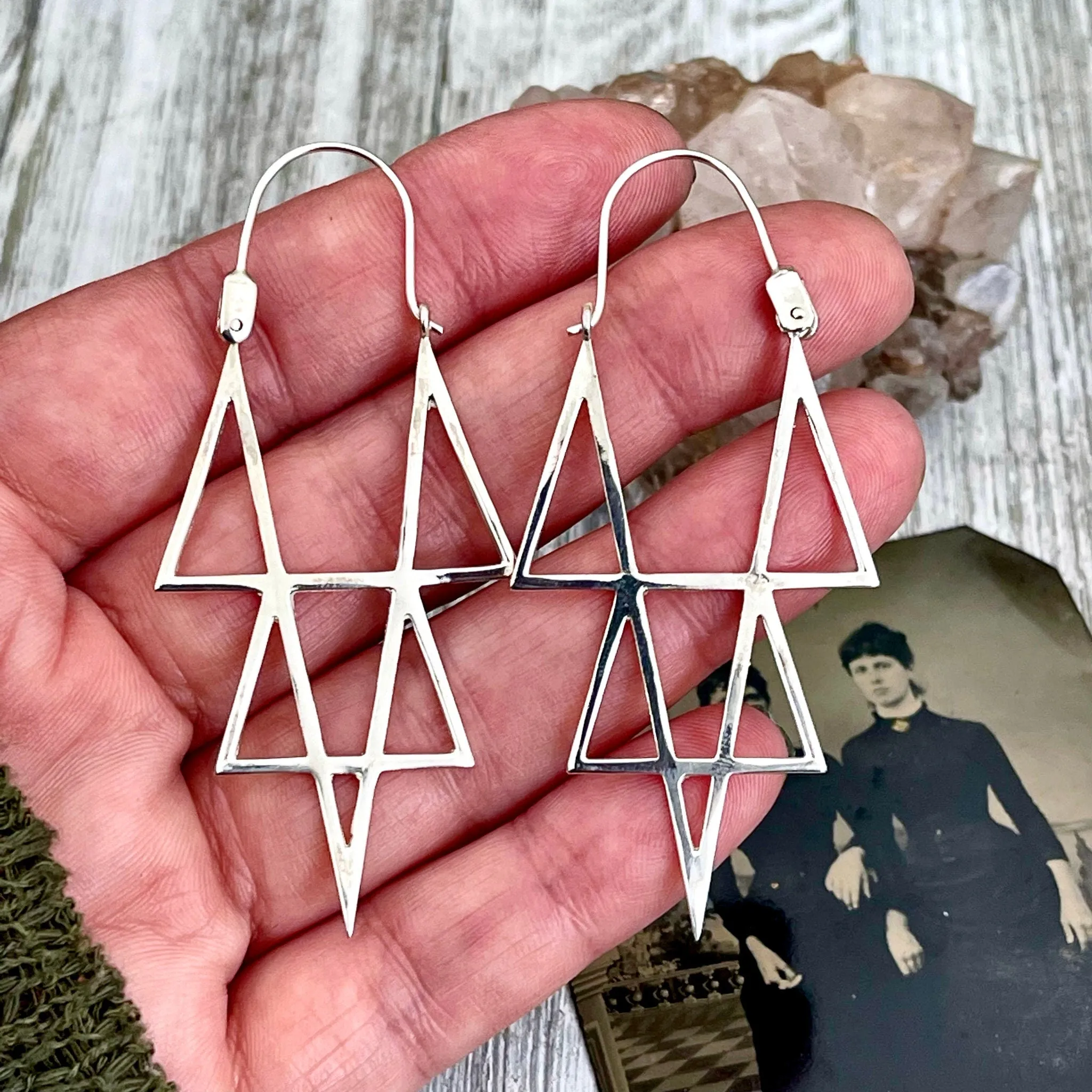 Sterling Silver Geometric Point Earring