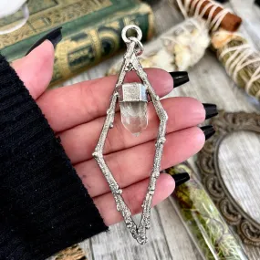 Sticks & Stones Collection- Phantom Clear Quartz Necklace in Fine Silver /