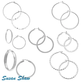 Susan Shaw Assorted Hoop Earrings in Silver