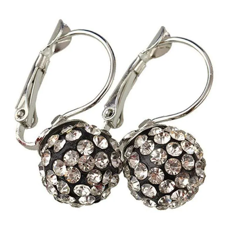 The Crystal Ball Ya'll Black-White Huggie Hoop Earrings