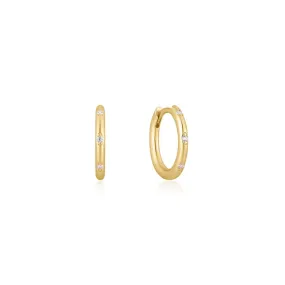 THIN CZ STUDDED HUGGIE HOOPS