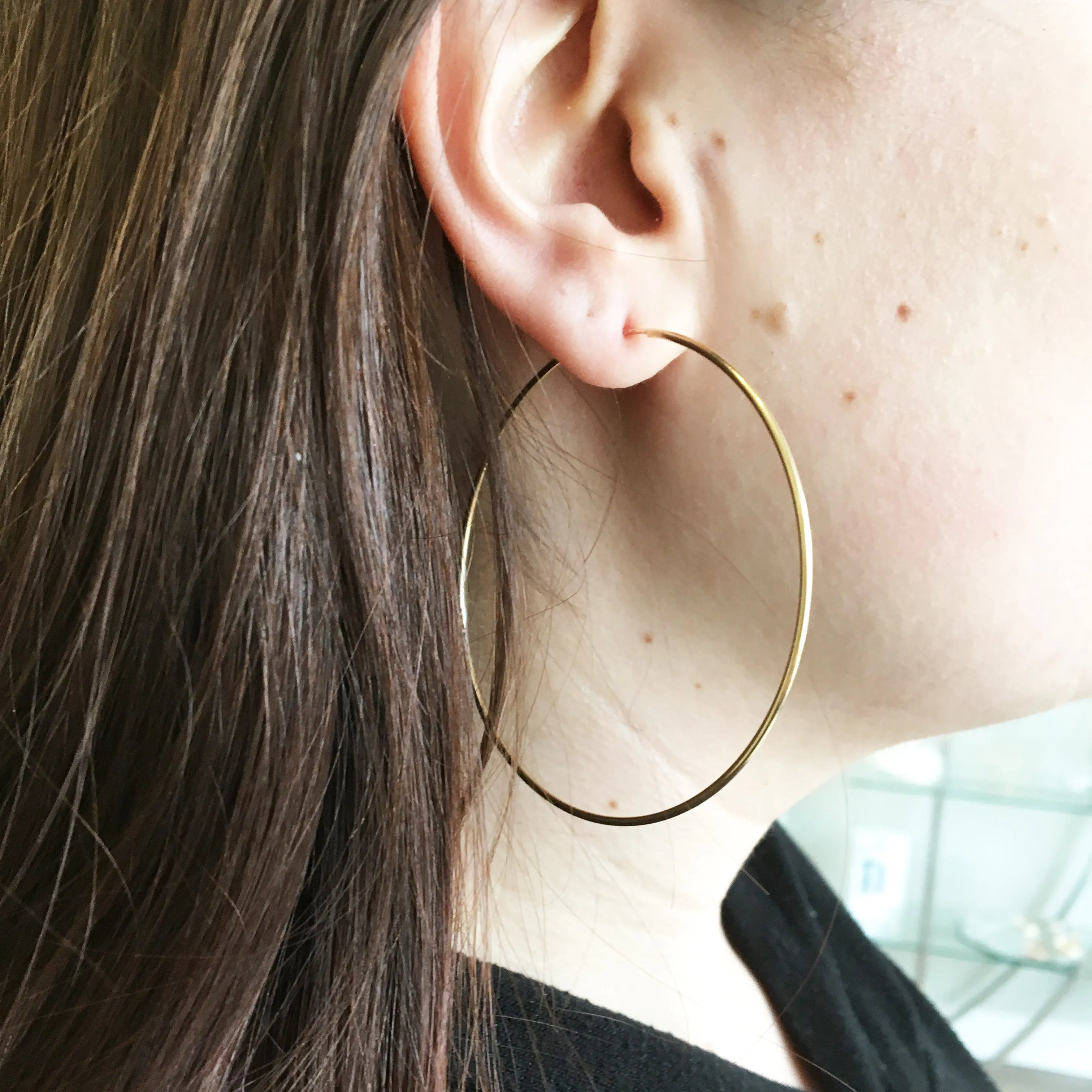 Thin Endless Hoop Earrings, Gold or Rose Gold