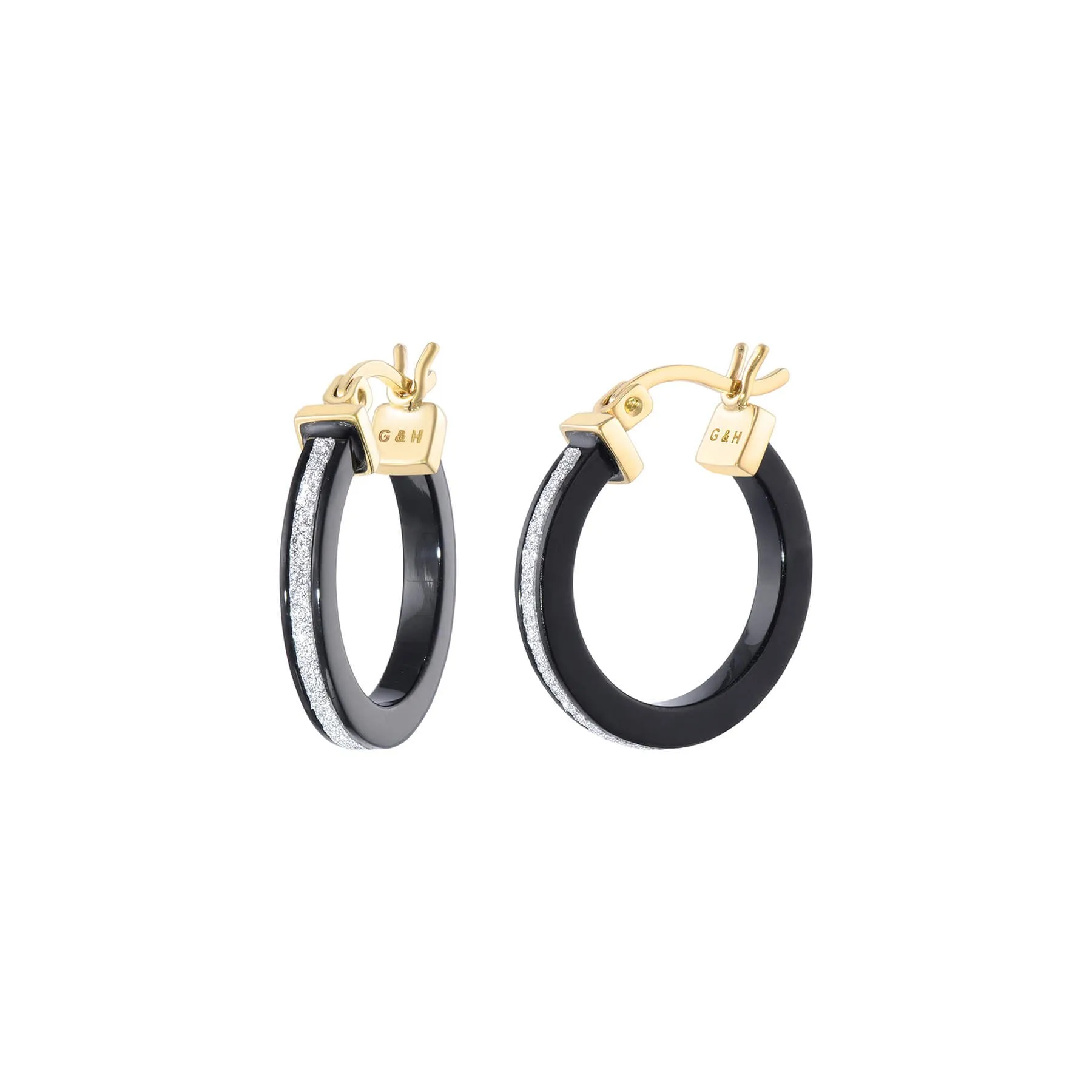 Thin Glitter Lucite Hoop Earrings