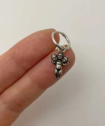 Three Headed Baby Hoop Earrings tiny