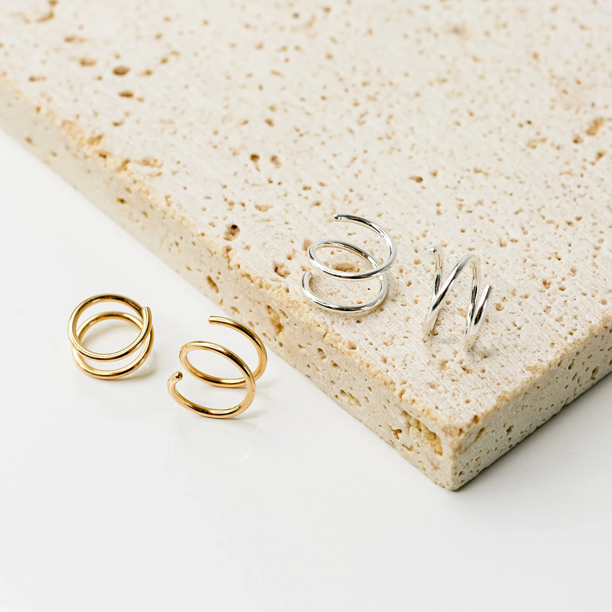 Tiny Twist Double Huggie Earrings