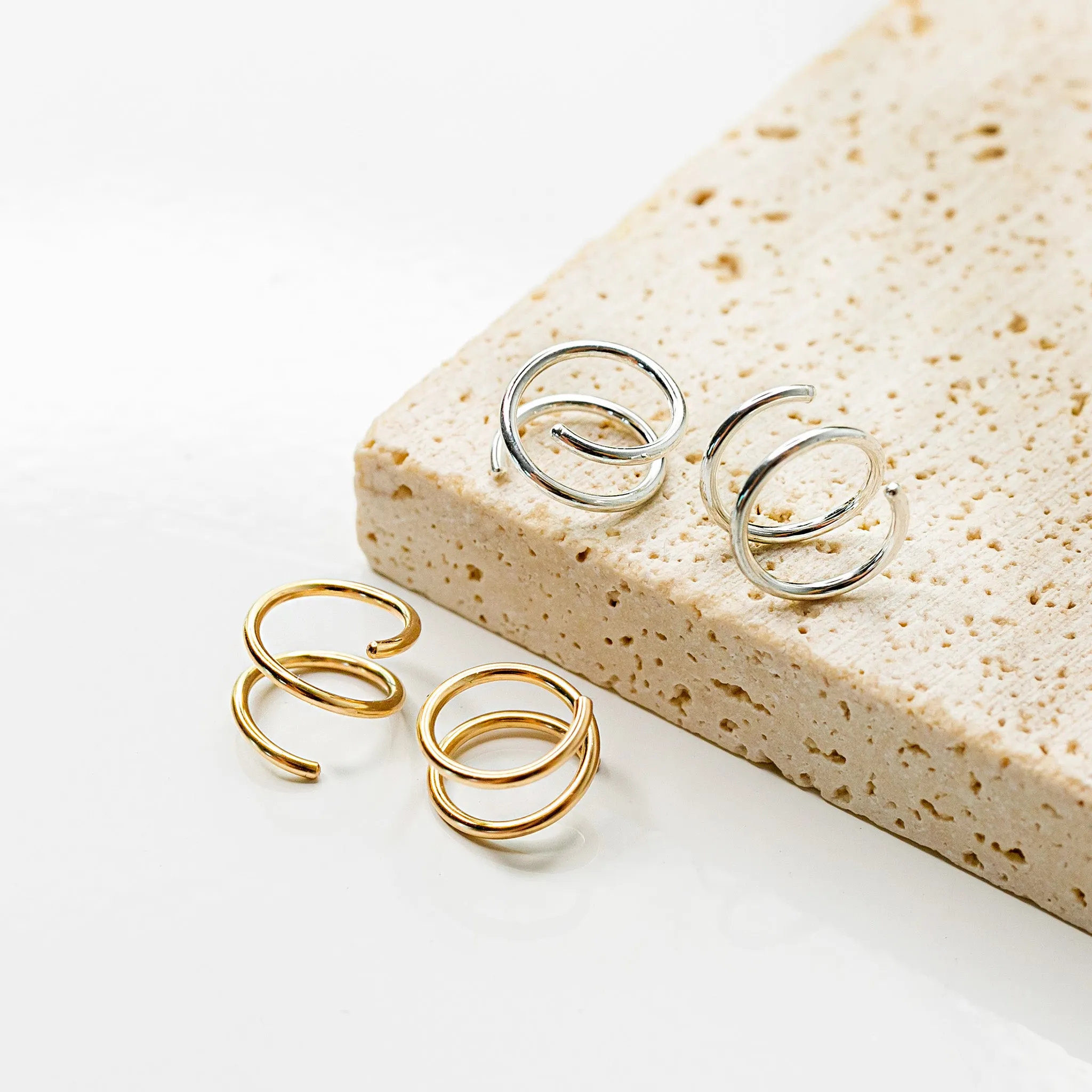 Tiny Twist Double Huggie Earrings