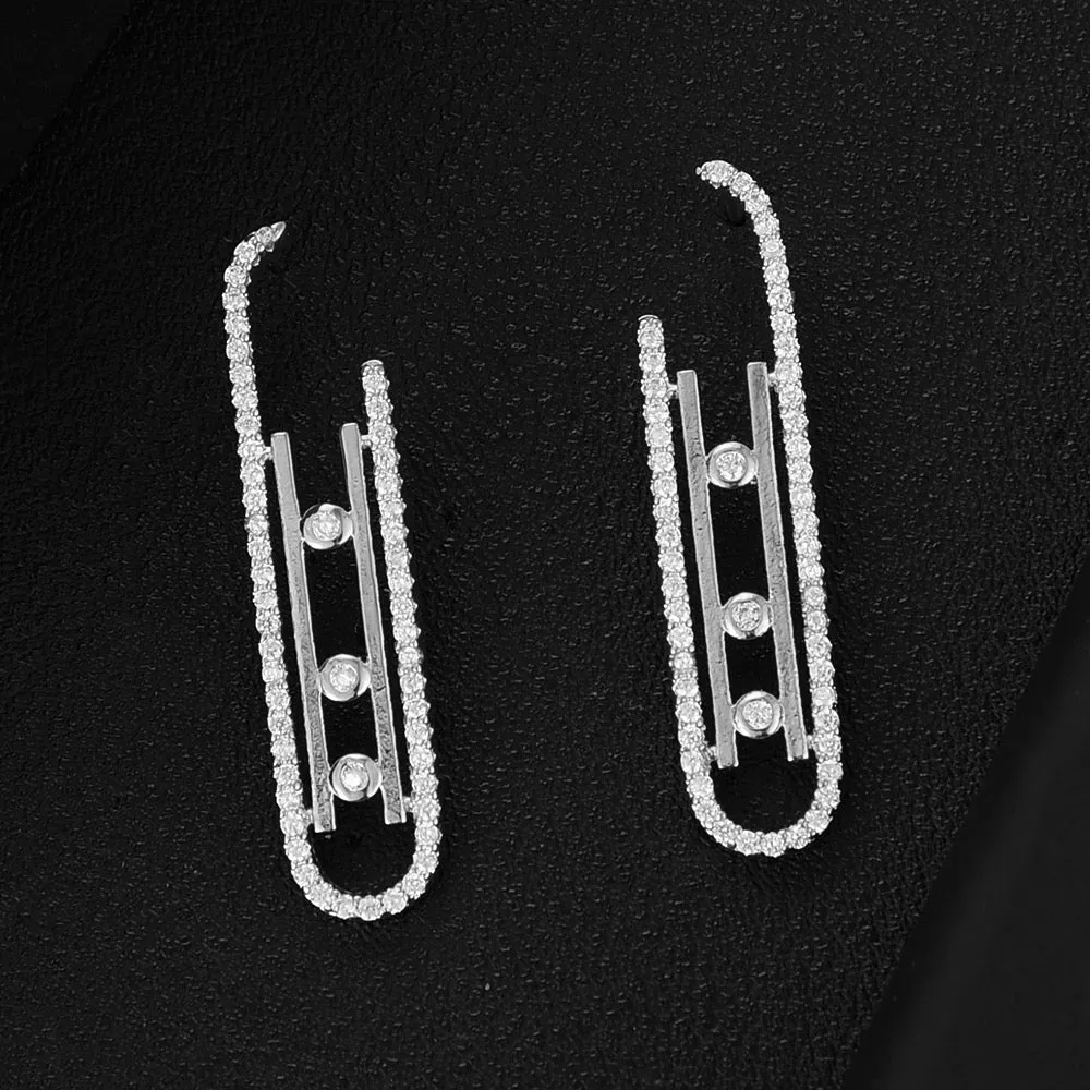 Trendy Prong CZ Punk Style Dangle Earrings for Women Girl