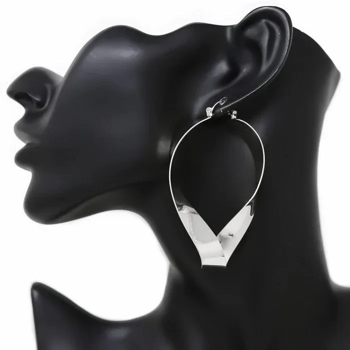 Twisted Silver Hoop Earrings