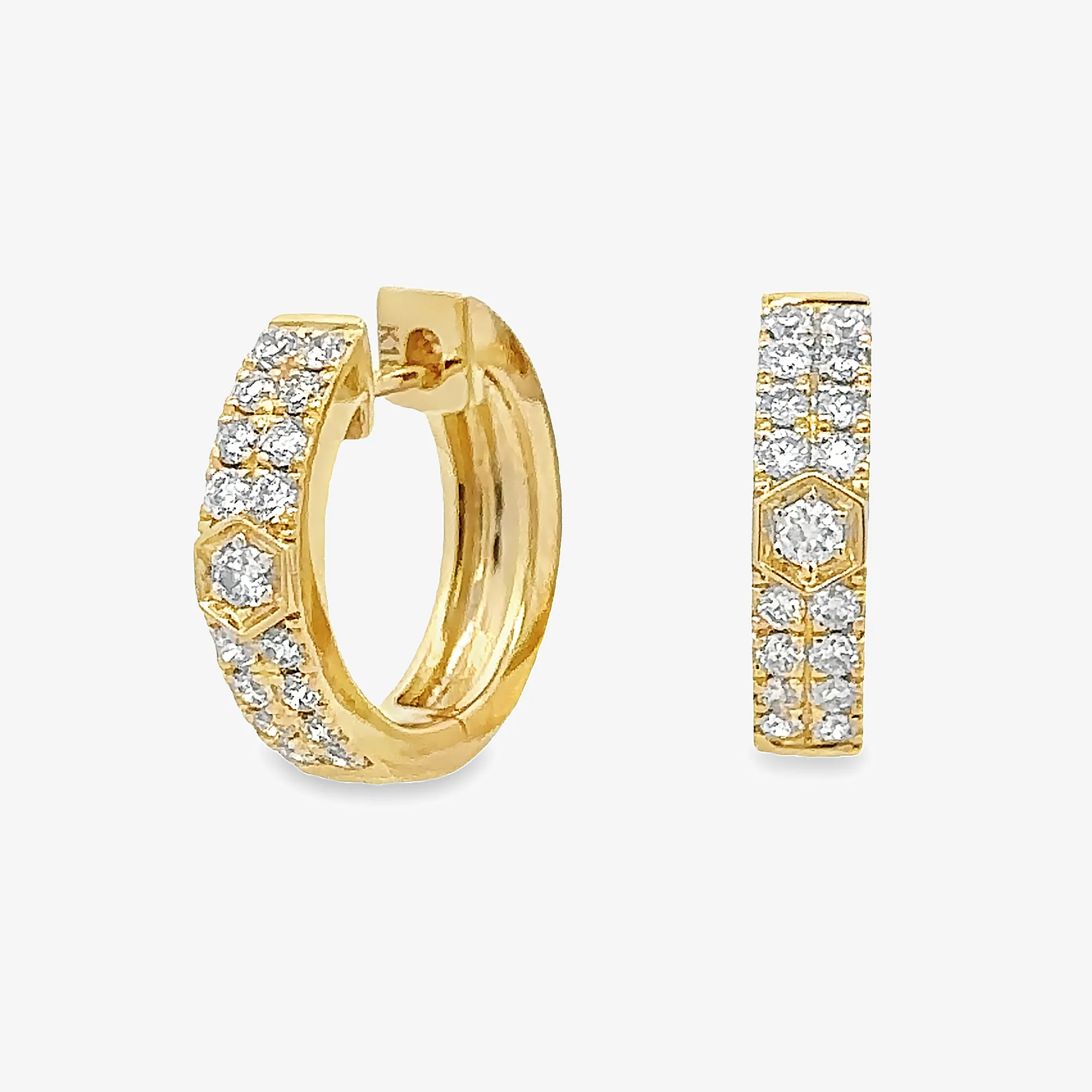 Two Row Diamond Huggie Earrings