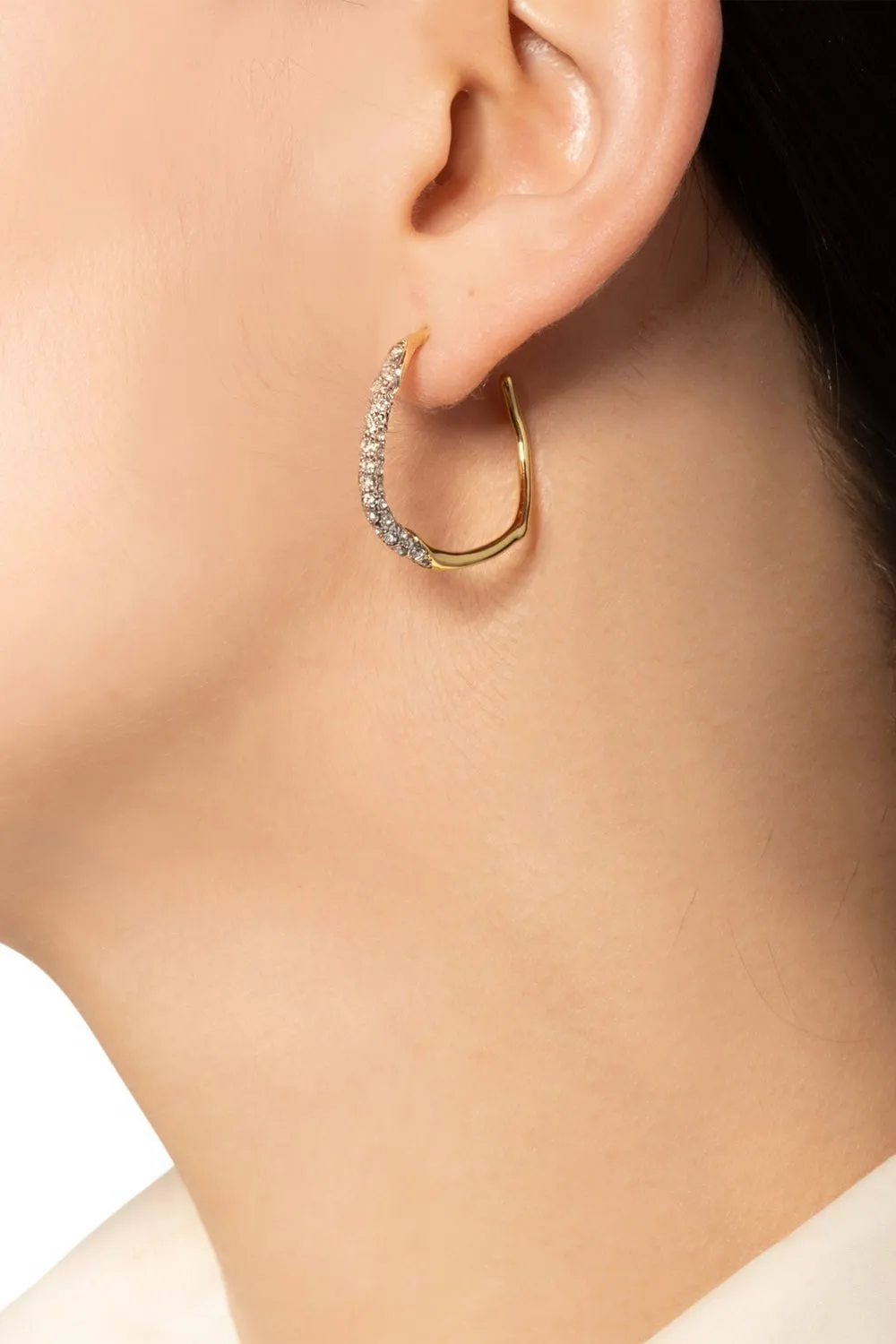 Two Tone Pave Hoop Earrings