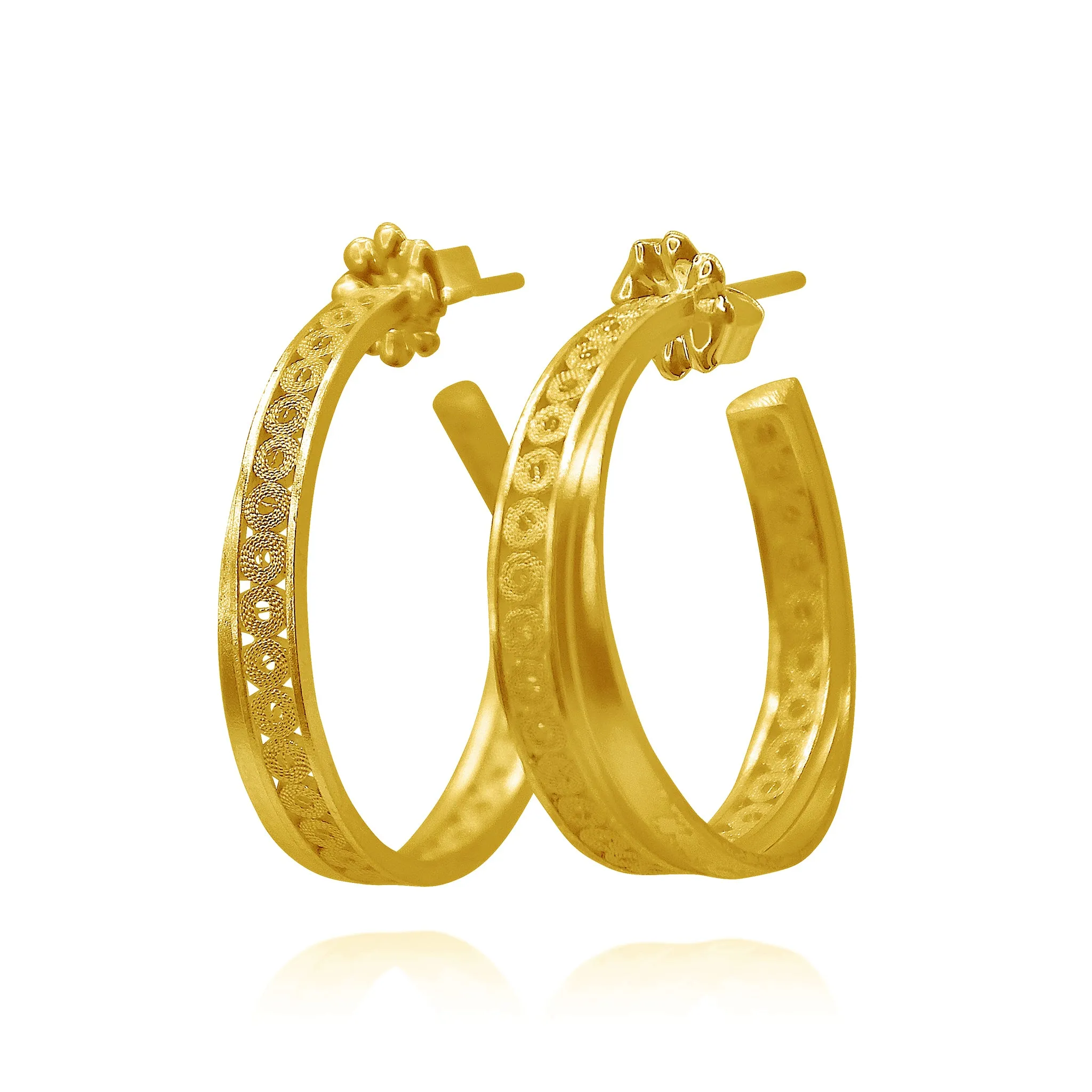 VICTORIA GOLD HOOPS EARRINGS FILIGREE