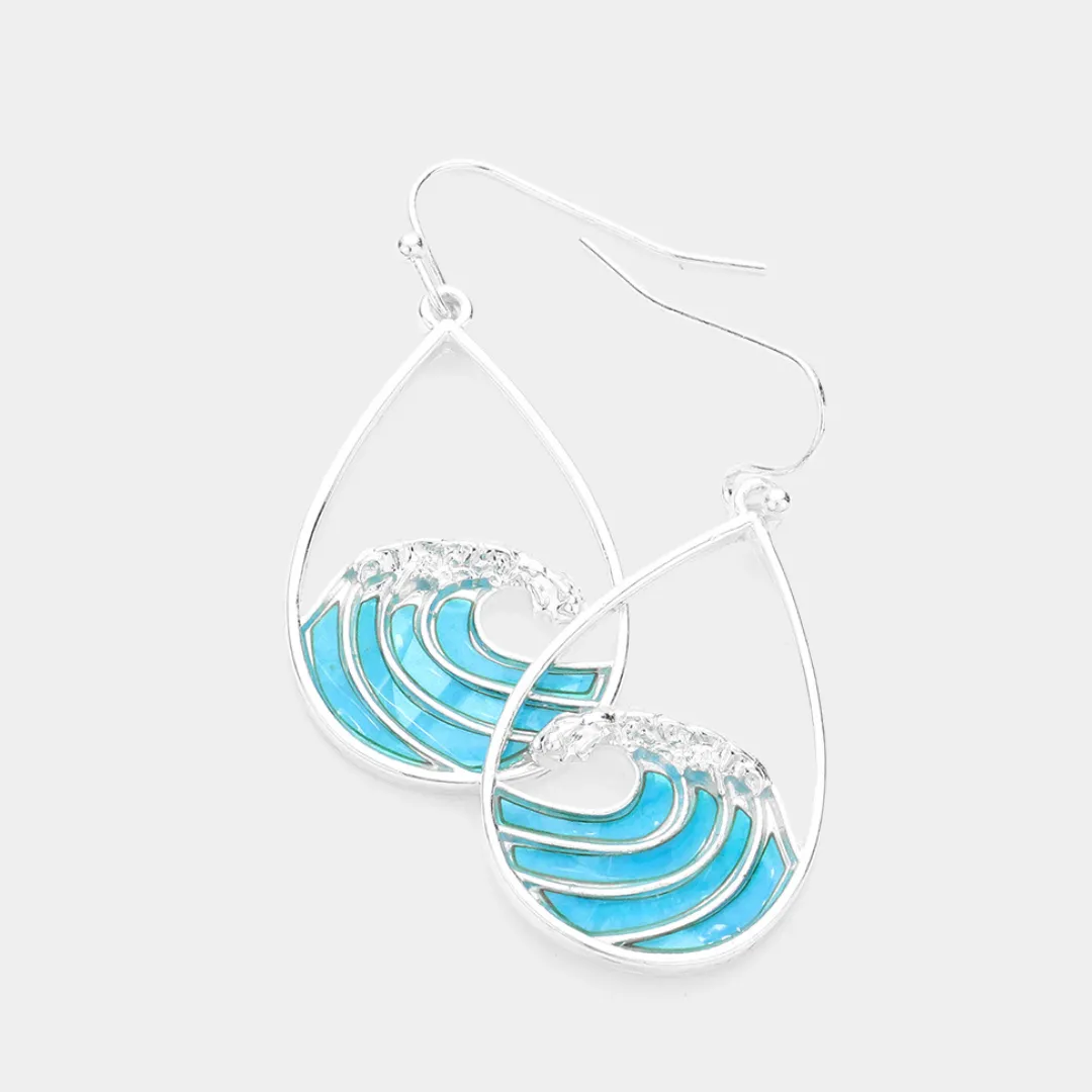 Wave Teardrop Dangle Earrings