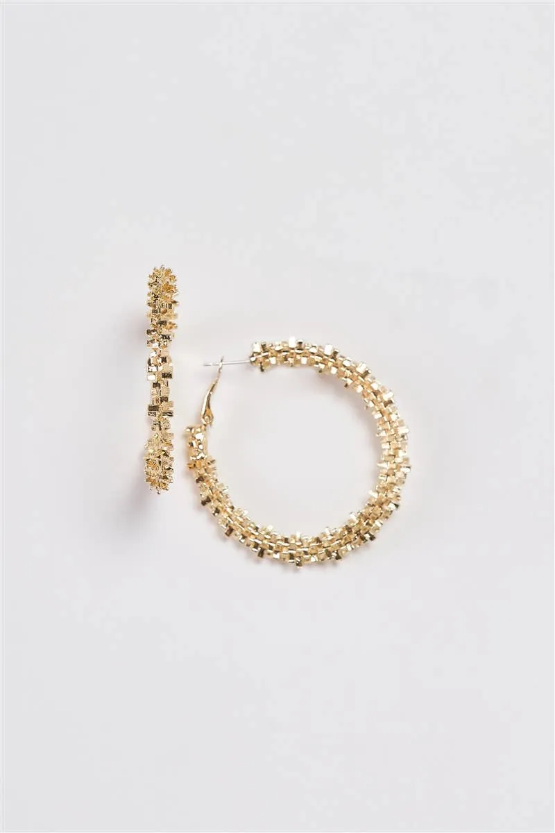 Wholesale Crashed Hoop Earrings - Gold