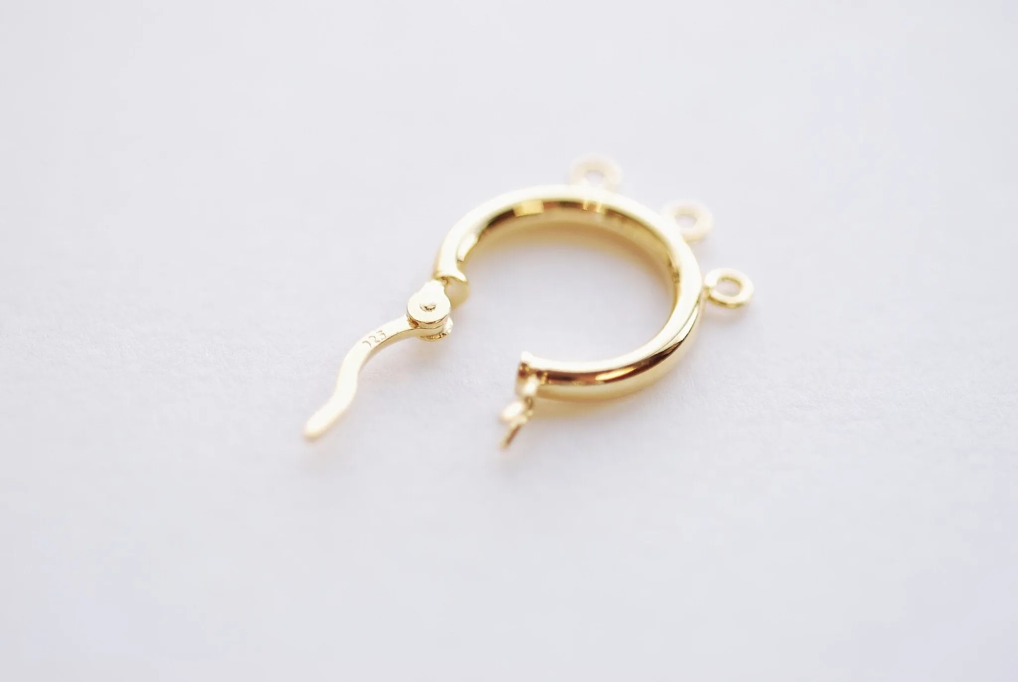 Wholesale Vermeil Gold 15mm 3 Click Hoop Earrings - 20mm x 2mm Tube, Hoop Flex Earrings, Hoop earrings with Bail, Ear Post Earrings, 3 bails Hoops