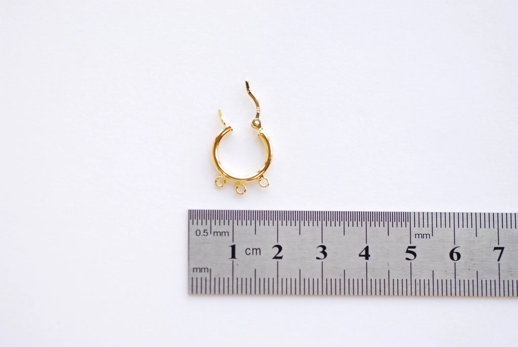 Wholesale Vermeil Gold 15mm 3 Click Hoop Earrings - 20mm x 2mm Tube, Hoop Flex Earrings, Hoop earrings with Bail, Ear Post Earrings, 3 bails Hoops