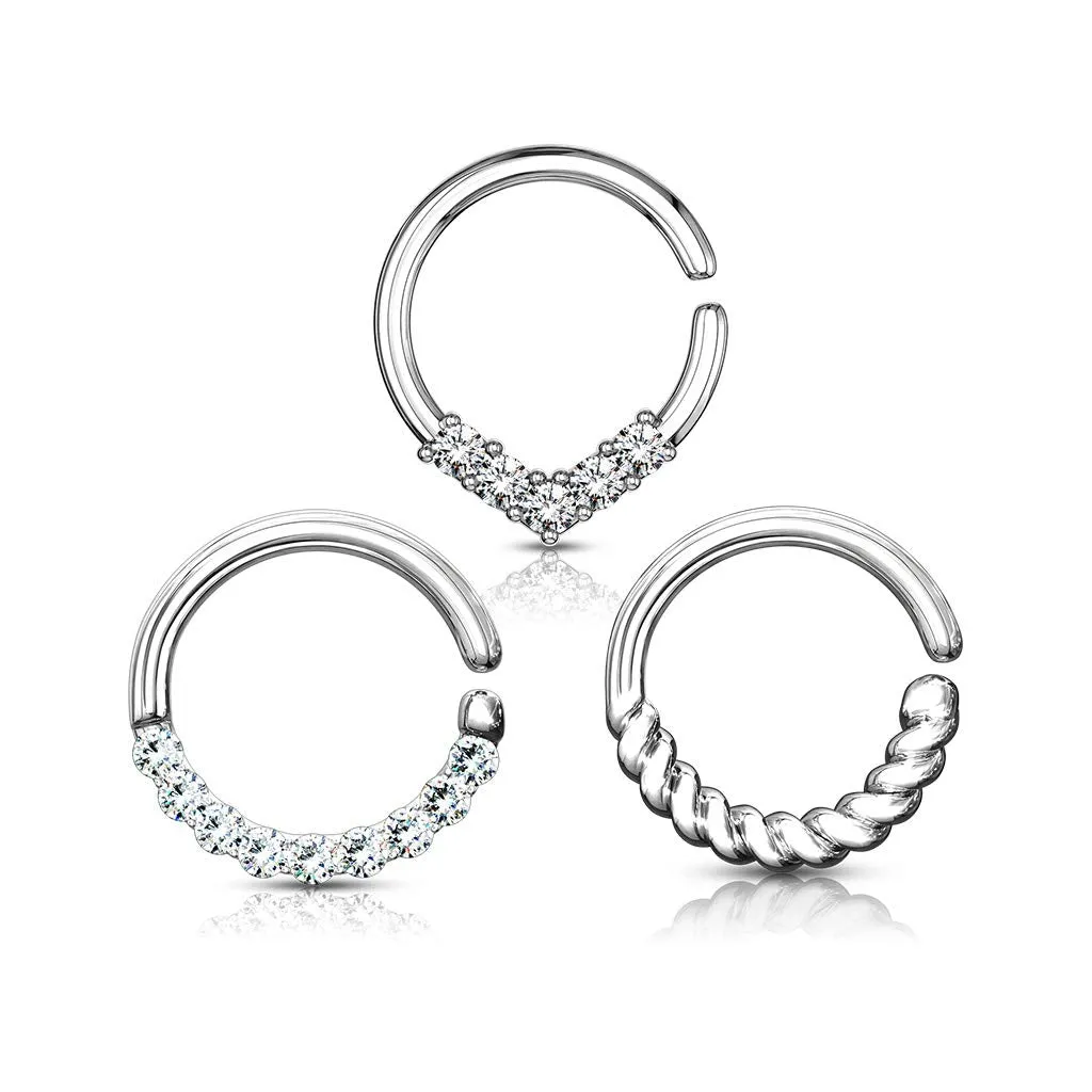 WILDKLASS 3 Pcs Assorted Hoops for Cartilage, Tragus, Septum, and More