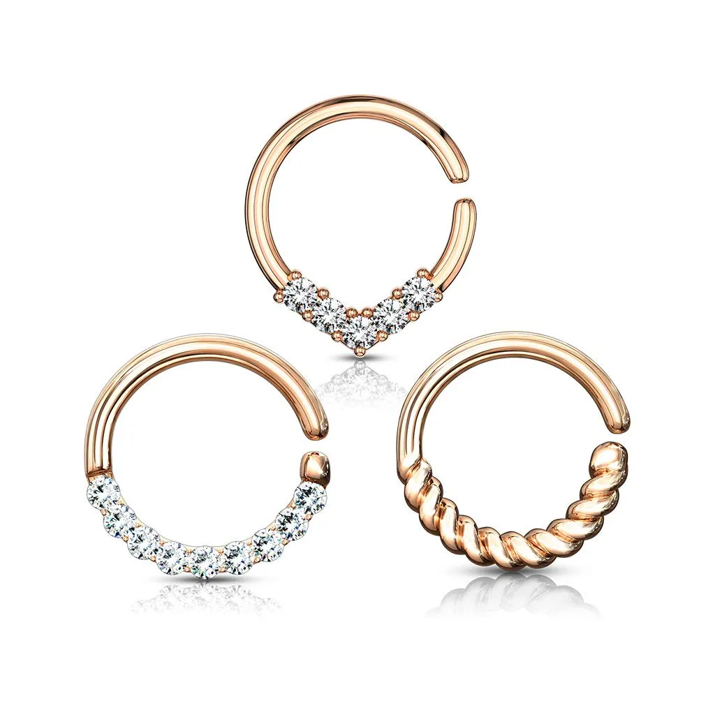 WILDKLASS 3 Pcs Assorted Hoops for Cartilage, Tragus, Septum, and More