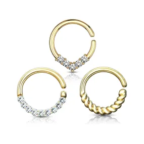 WILDKLASS 3 Pcs Assorted Hoops for Cartilage, Tragus, Septum, and More