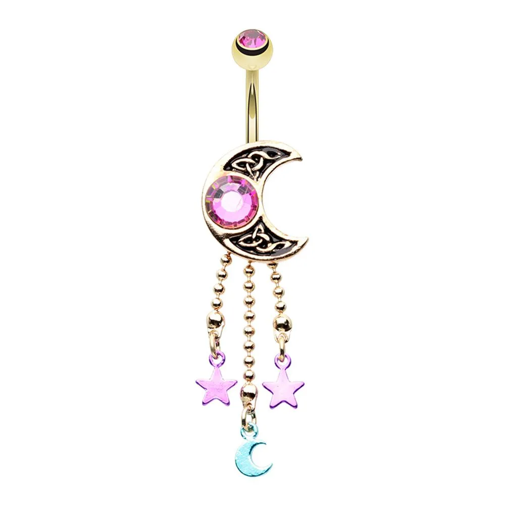 WILDKLASS Golden Treasure Celtic Moon Belly Button Ring